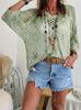 Cardigan lavorato a maglia da donna con scollo a V, intagli a forma di diamante e maniche a pipistrello, per la primavera/estate europea