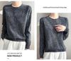 Spring 2025 Retro Velvet Round Neck Knit Cardigan - Space-Dyed Loose Fit for Women