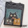 Retro Funny Cat Graphic Tee Shocked Kitten Animal Shirt Vintage Meme Streetwear Top  Cat Lover Gift Tee Finn