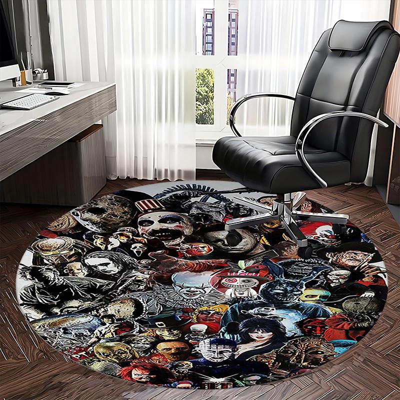 Horror Movie Characters,Halloween Decorations Chair mat Round Rug Office carpet, Machine Washable, Non slip, Suitable for Living Rooms, Bedrooms