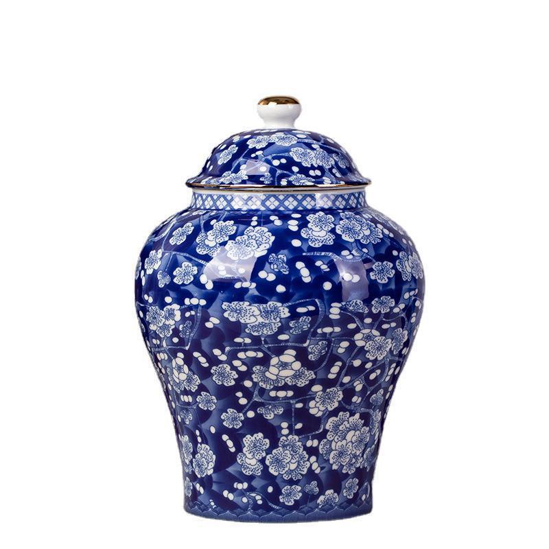 "High-End Blue & White Ceramic Tea Jar: Moisture-Proof, Sealed, Perfect for Home or Gift"