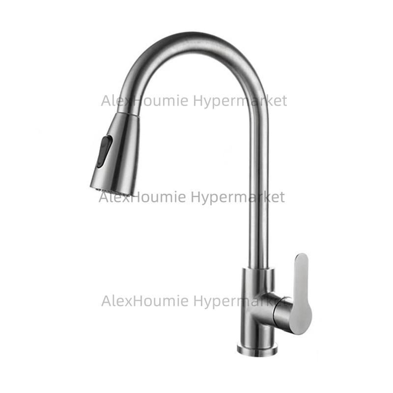 Kitchen Pull Out Faucet with Retractable Sprayer for Cold and Hot Water Mixer Single Handle Single Hole Deck Mounted Water Tap