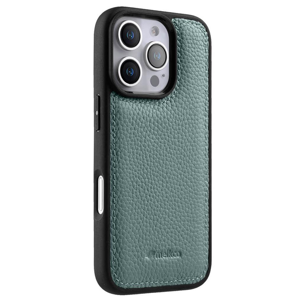 MELKCO Custodia per iPhone 16 Pro Rivestita in Vera Pelle Bovina Copertura per Telefono in PC
