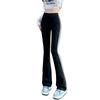 Women's Striped Black Micro-Flare High-Waist Slimming Bell Bottoms - Plus Size, Extra Long, 2026 Spring Collection