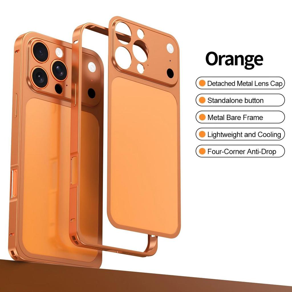 Custodia Sottile con Telaio in Lega di Alluminio Colore Originale Per iPhone 16 15 14 13 Pro Max Telaio Metallico Pannello Posteriore Posteriore Rear Cambia a 17