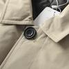 Men's Elegant Windbreaker Simple Jacket Warmth Winter Medium Length Lapel Trench Coat Button Up