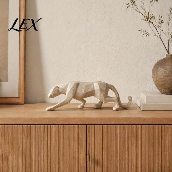 Stable Desk Art Piece 3D Geometric Cheetah Ornament, Durable PLA Modern Minimalist Sculpture, Artistic Animal Figurine Stone Texture Statue, for Home