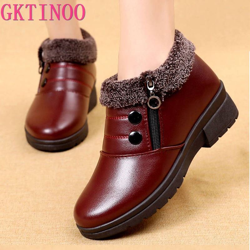 GKTINOO Women Boots 2025 Waterproof Snow Boots Shoes Women Casual Lightweight Ankle Warm Winter Boots Soft Leather