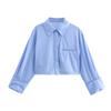 Fashion Style 2024 Autumn New Women's Cotton Open Back with Belt Poplin Long Sleeves Shirt 8400260