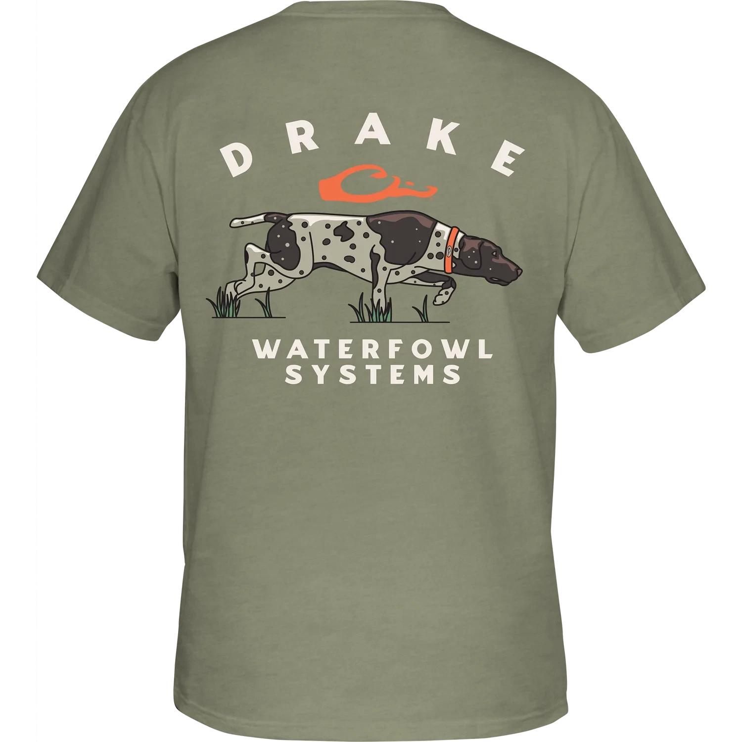Drake Waterfowl Mens Pocket T-Shirt - Retro Pointer Short Sleeve Design XL