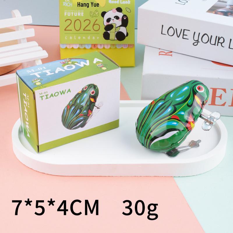 

Tinplate Jumping Frog & Rooster Wind-up Clockwork Toy Set for Kids