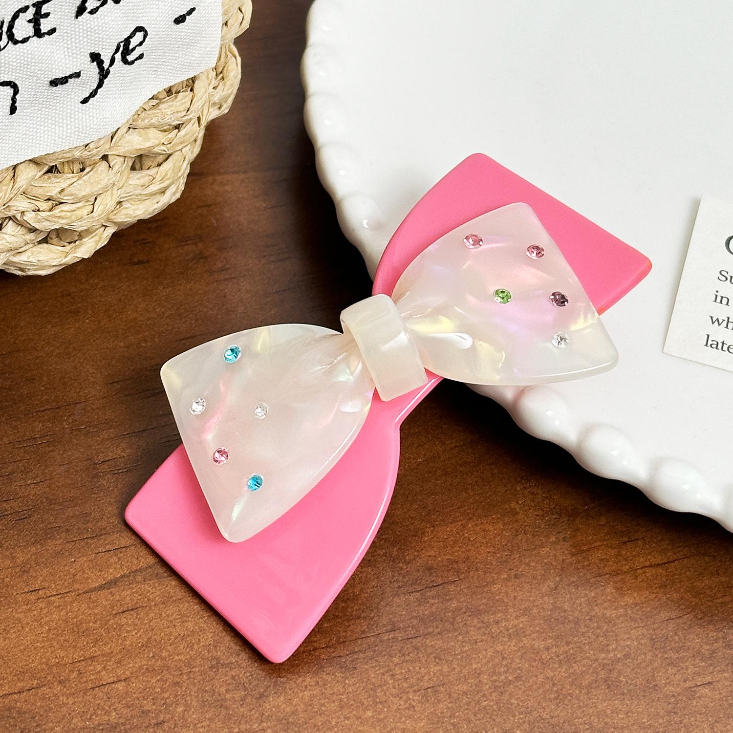 

Luxurious Acetate Bow Hair Clutch For Stylish Updos And High Ponytails Ideal For Women Fashionable Pink8.4cm