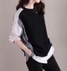 ZHENGTU Women's Striped Long Sleeve Knit Blouse, Pullover Top with Layered Design, Cute for Office or Everyday Wear (Color Shown, XL)