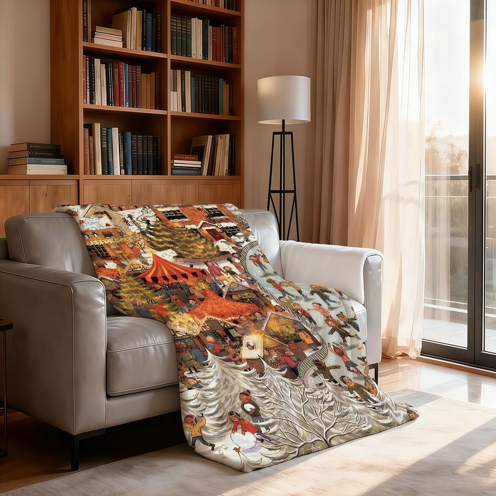 Retro Country Christmas Blanket For Soft Throw Blanket for Picnic Bed Sofa Home Bedroom Cozy Warm Comfortable