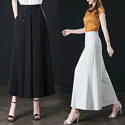 Office Lady Fashion Oversized Pants Spring Summer New Women Vintage Elastic High Waist Big Size Casual Wide Leg Trousers