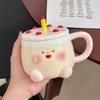 Milk Fufu Cake Ceramic Mug with Lid Cute Cartoon Water Cup As A Birthday Gift for A Girl’s Best Friend As A Souvenir