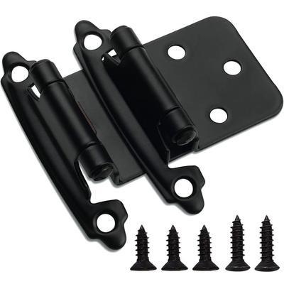 10 Stück Decobasics 1/2" Überlappende Mattschwarze Scharniere für Schränke, Selbstschließend Badezimmer- & Küchenschrank-Scharniere Schwarz Einbaumontage mit Türpuffer