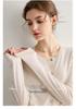 Women's Round Neck 100% Wool Knit Cardigan Sweater - Single-Breasted, Thin German Yangzi Yarn Design