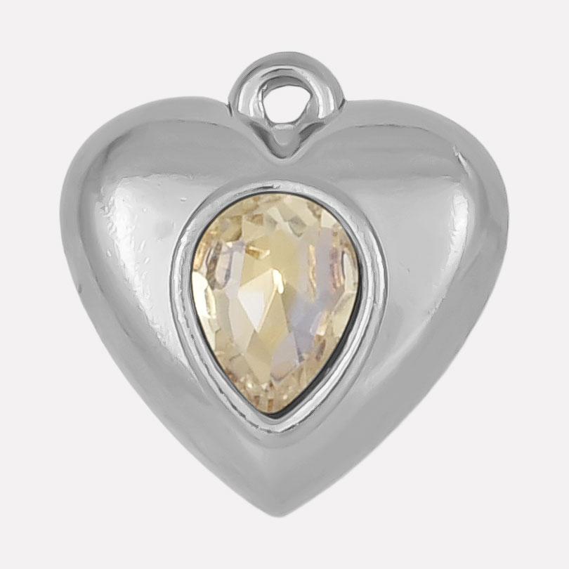 Never Fade Heart Charm Water Drop Rhinestone 6pcs Stainless Steel Charms For Jewelry Making Supplies Metal Pendant DIY Materials