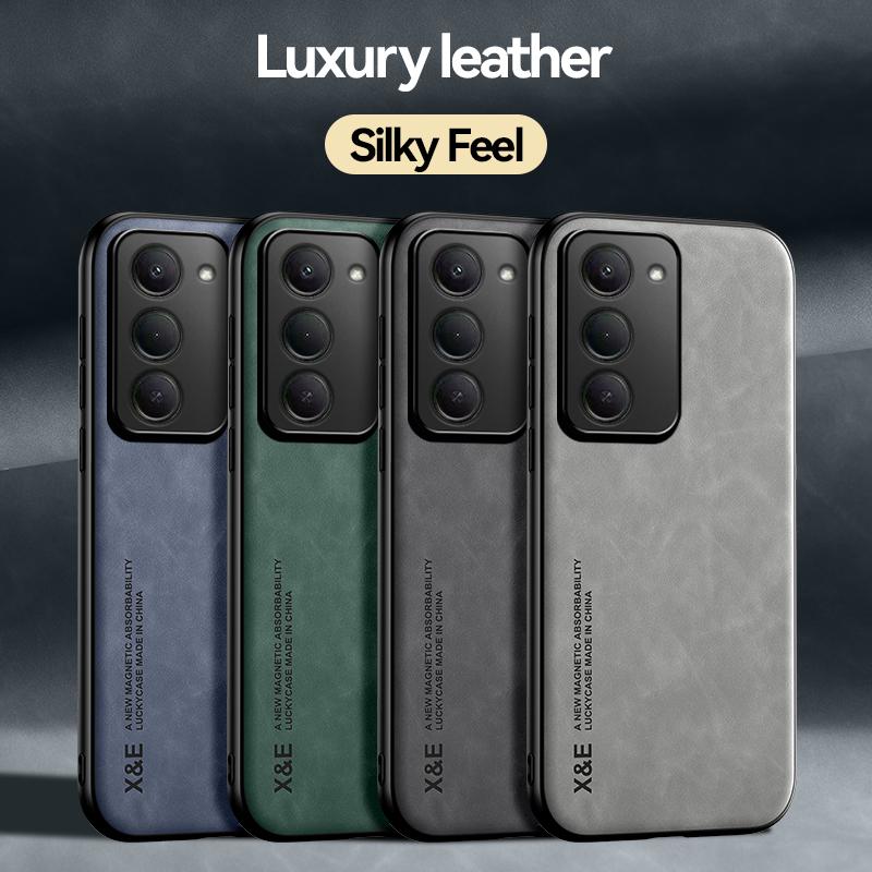 KEYSION Luxury Retro PU Leather Case for Redmi 15 5G 169.5mm Soft Silicone+PC Shockproof Phone Cover for Xiaomi Redmi 15 5G