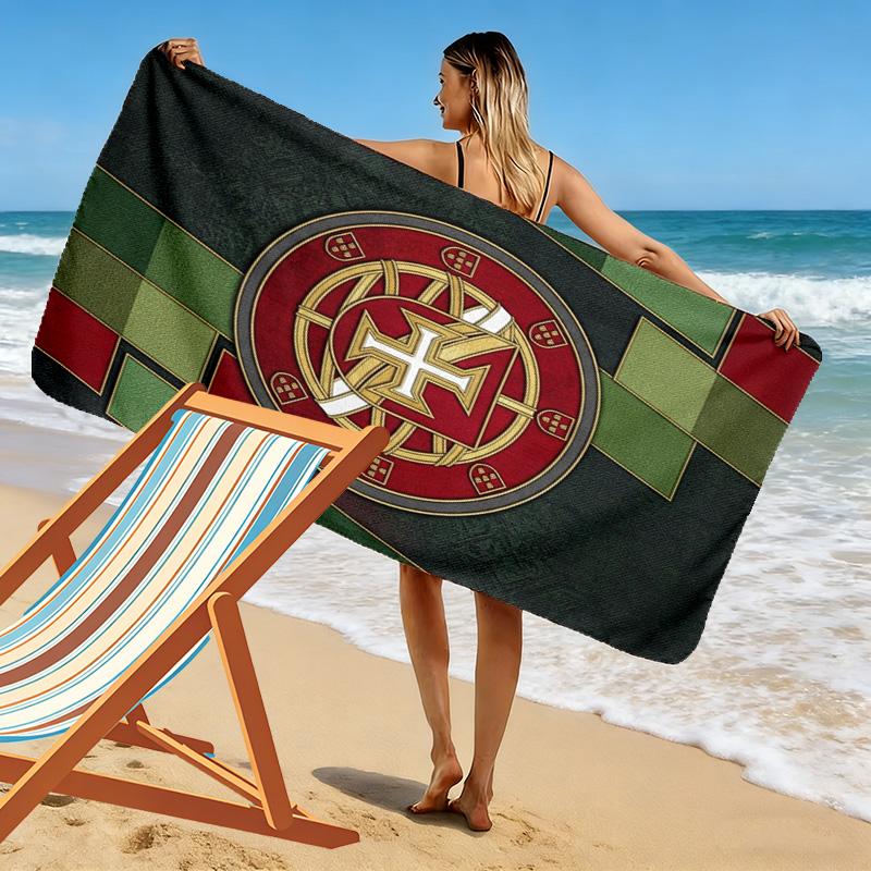 Portuguese Heritage Pride Beach Towel Portable for Travel Beach Towel for Vacation Photos Absorbent Bath Towel Seaside Quick-drying Swim Towel