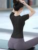 Women's Quick-Dry Slimming Knit Yoga Top - Short Sleeve for Pilates & Fitness