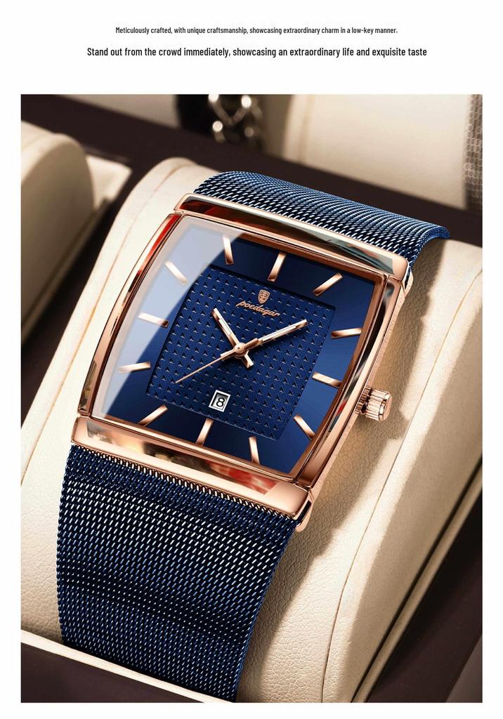 Swiss Men's Ultra-Thin Waterproof Quartz Watch with Calendar and Luminous Features