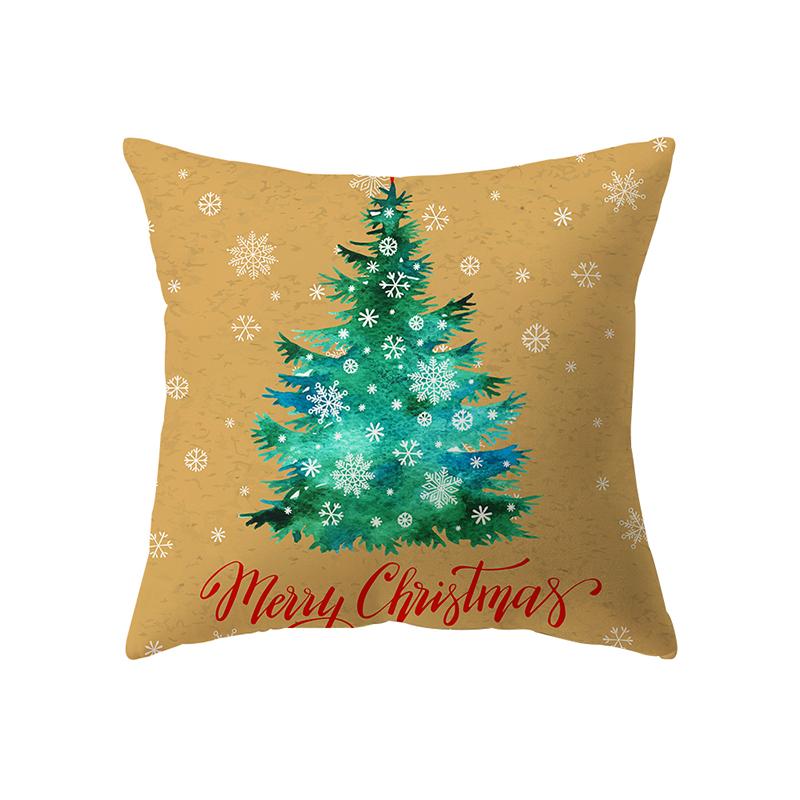 Merry Christmas Tree Decoration Printed Pattern Cushion Cover Home Living Room Sofa Decoration Polyester Pillow Pillow Cover