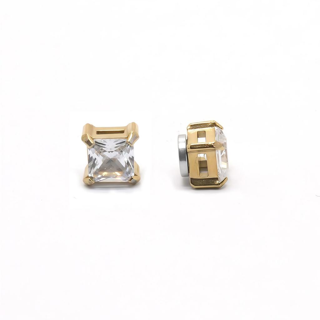 Zirconia Magnetic Ear Clips | No Piercing Faux Stud Earrings for Couples In Stainless Steel