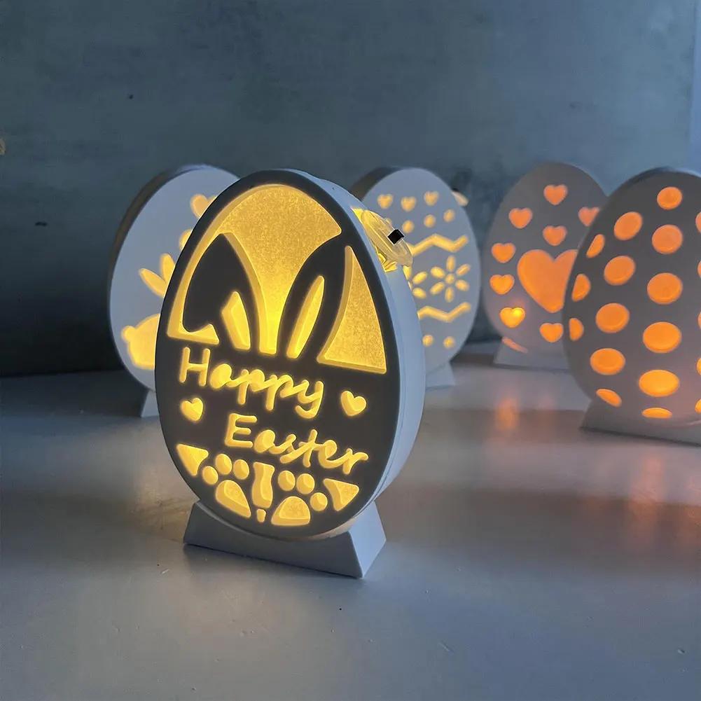 Hollow Easter Bunny Lamp Silhouette Silicone Mold Candle Molds Handmade Aromatherapy Gypsum Ornament Resin Crafts Molds
