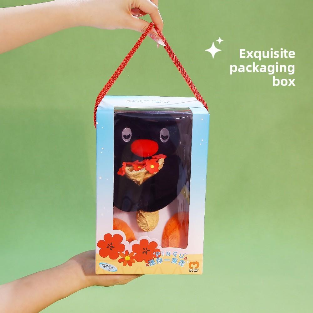 Pingu Pinguin Plüschtier Mit Blume Geschenk Für Kinder Und Sammler