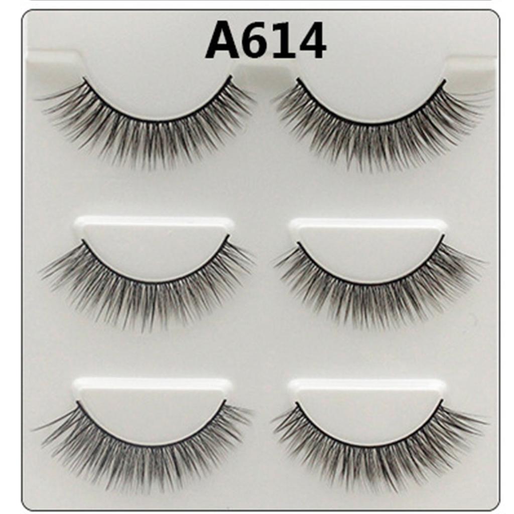 3Pairs Fashion False Eyelashes Long Lashes Extension Natural Looking Fake Eyelashes for Women Girls Party Daily Makeup