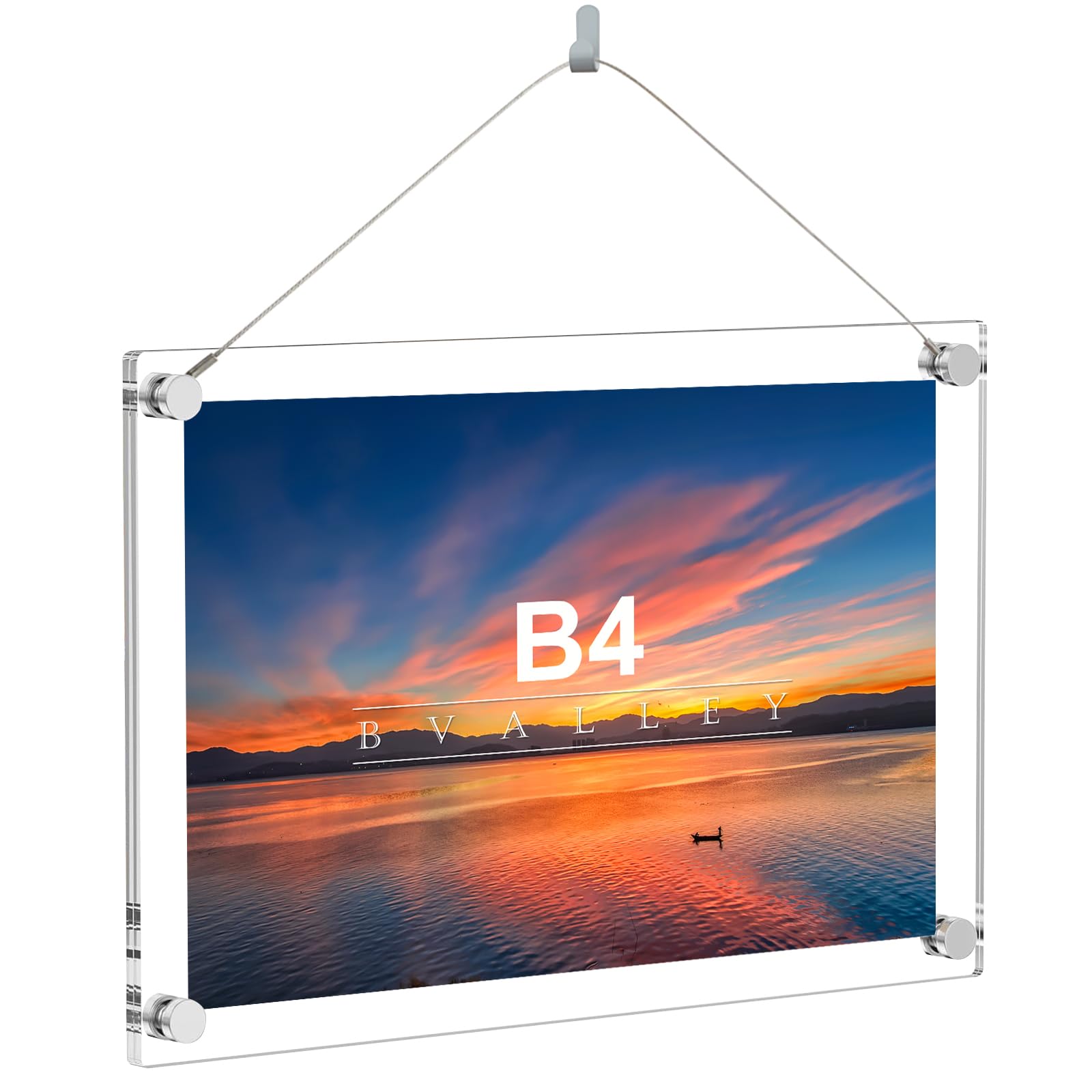 

BValley Clear Acrylic Photo Picture Stand Type Photo Transparent Horizontal and Vertical B4 Frame, Frame, Frame, Double-sided Picture, Poster,