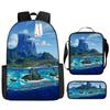 Moana Printed Backpack Large Capacity Sports Backpack Primary And Secondary School School Bag Three-Piece Set