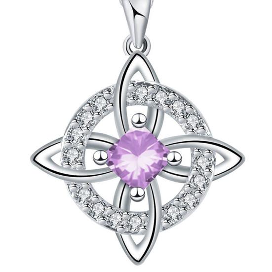 Celtic Knot Necklace Witches Knot Birthstone Necklace Sparkling Celtic Symbol Necklace Wiccan Spiritual Jewelry Gift for Women Mom Wife Girlfriend