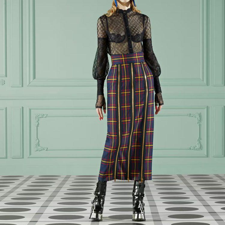 GUCCI FW22 Casual Long Skirt Women's Blue 711750-ZAKFU-1149
