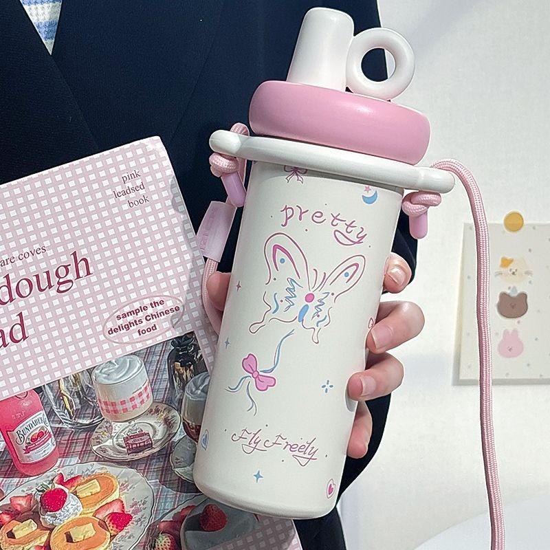 Originaler Schmetterlings-Isolierbecher mit Tragegurt für Büro und Reisen
