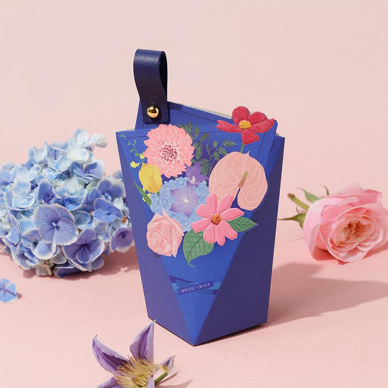 6Pcs/Pack Creative Paper Engagement Bouquet Valentine Theme European Style Candy Box