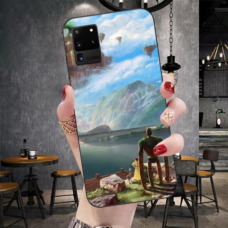 Castle In The Sky Japan Phone Case For Samsung Galaxy S6 S7 S8 S9 S10 S21 S22 Plus Ultra Soft Black Phone Cover
