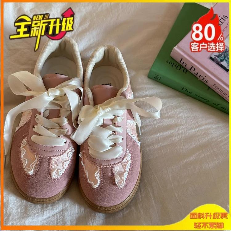 Leather thin-soled shoes streamer 2025 spring new sports shoes women's shoes non-slip casual board shoes silver retro German training shoes