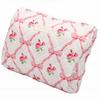Cosmetic Bag Floral Bow Print Pattern Machine Washable 3.2L Quilted Cotton Makeup Bag for Travel Toiletries