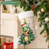Christmas Decoration Fireplace Hanging Stocking 2D Flat, 1pc Christmas Dinosaur And Tree Print Christmas Stock