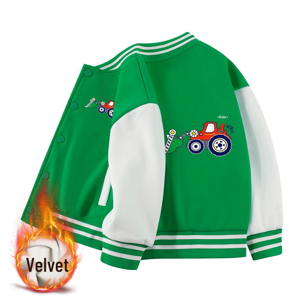 Children's Versatile Baseball Jacket - Spring & Autumn Velvet Cardigan for Boys