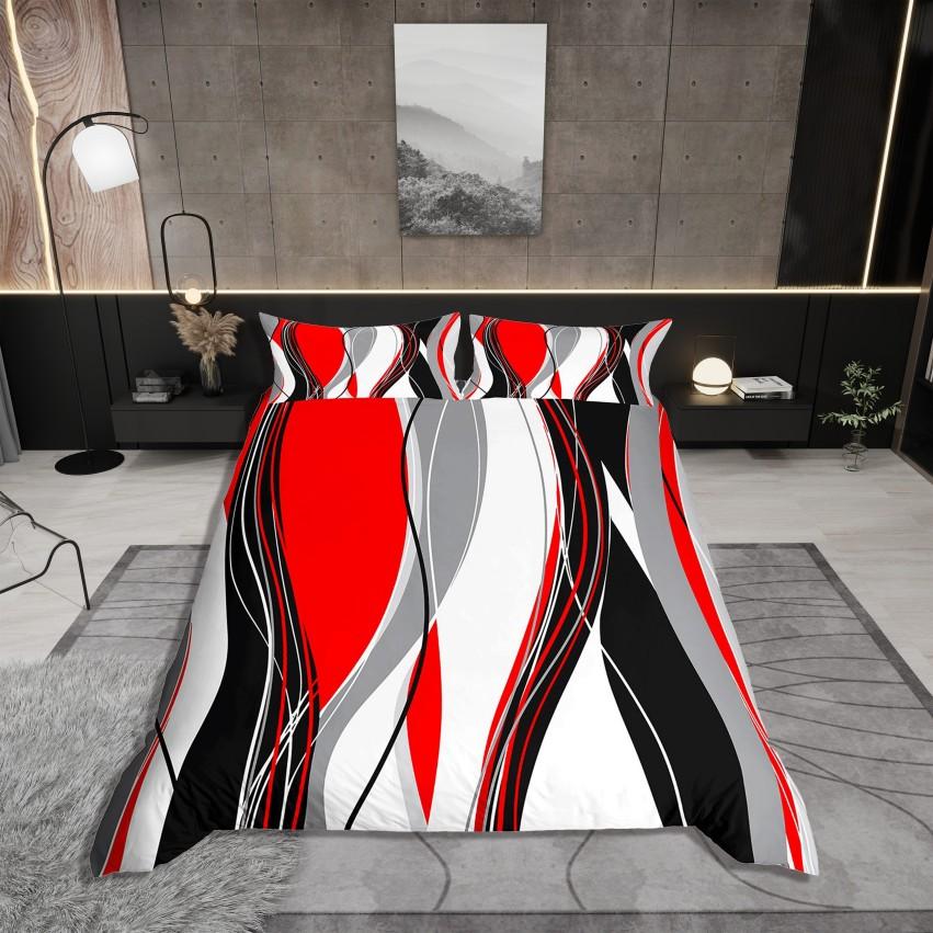 Homewish Adult Chic Rectangle Duvet Cover Set,Oil Printing Artwork Bedding Set,Modern Square Abstract Reversible Bed Set