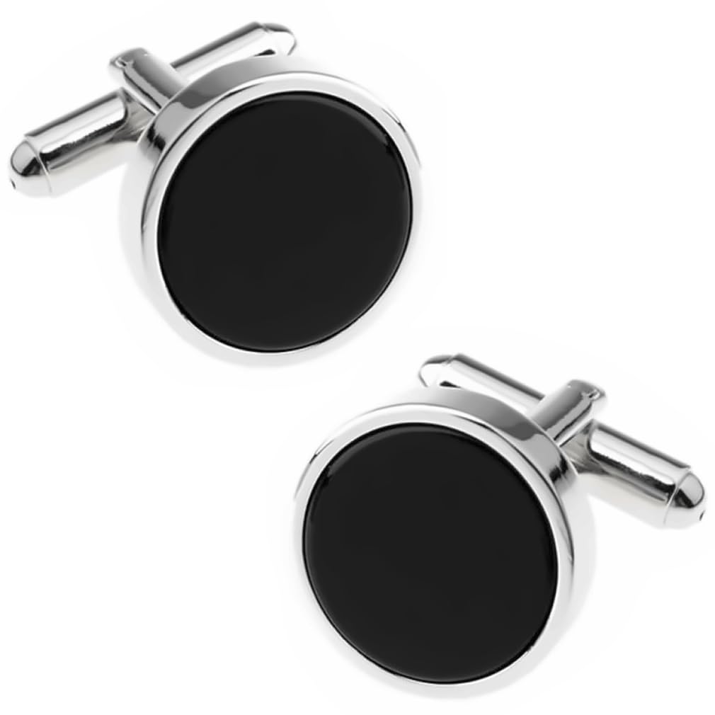 

Round Onyx Cufflinks Cufflinks Cufflinks Black (in Pouch)