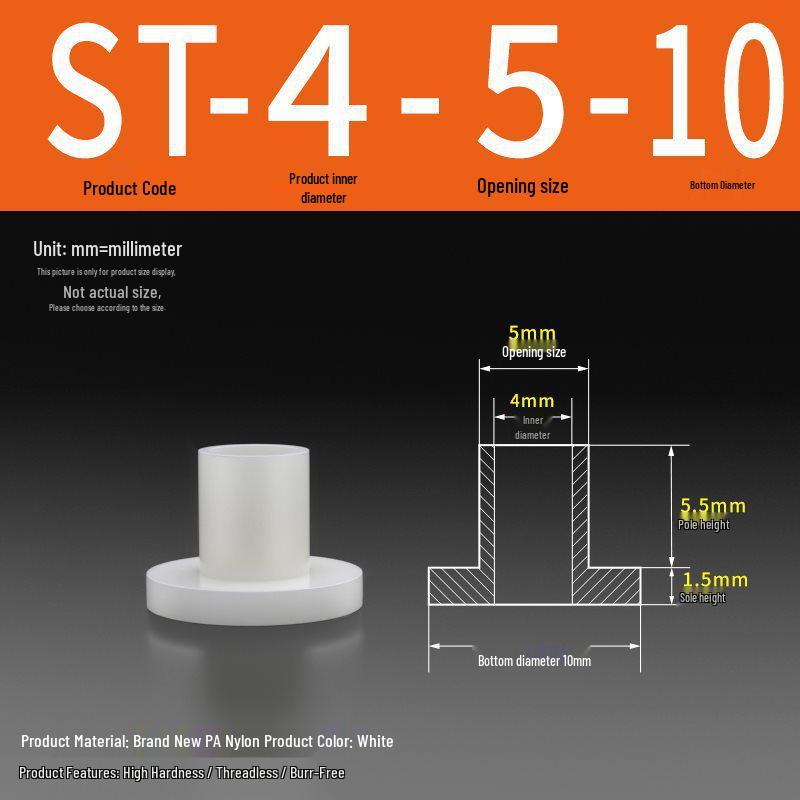 T-förmige Nylon-Unterlegscheibe: Konvex-Konkave Schraubwellenhülse, Stufen-Kunststoffscheibe, Nylonbuchse, Isolierkapsel ST2-ST35
