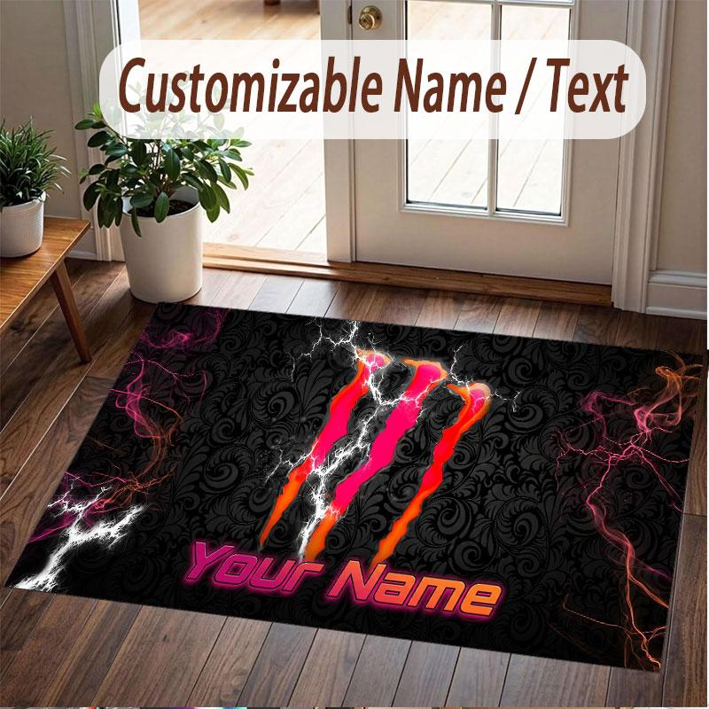 Custom Rug Monster Energy Pattern Print Name Text Soft Non‑Slip Floor Carpet for Home Indoor Decoration