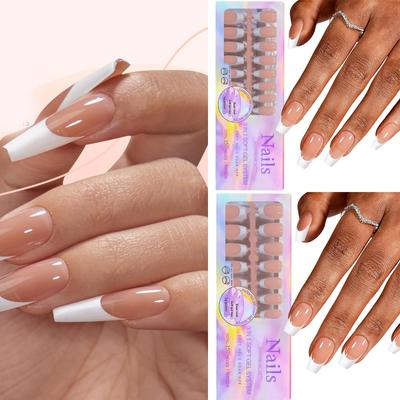 Natural and Stylish French Manicure Nail Tips with Different Sizes Nail Art Tools and Accessories