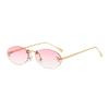 Frameless Oval Sunglasses with Zircon UV Resistant Cool Luxury Brand Design for Women and Men Fashion Trend