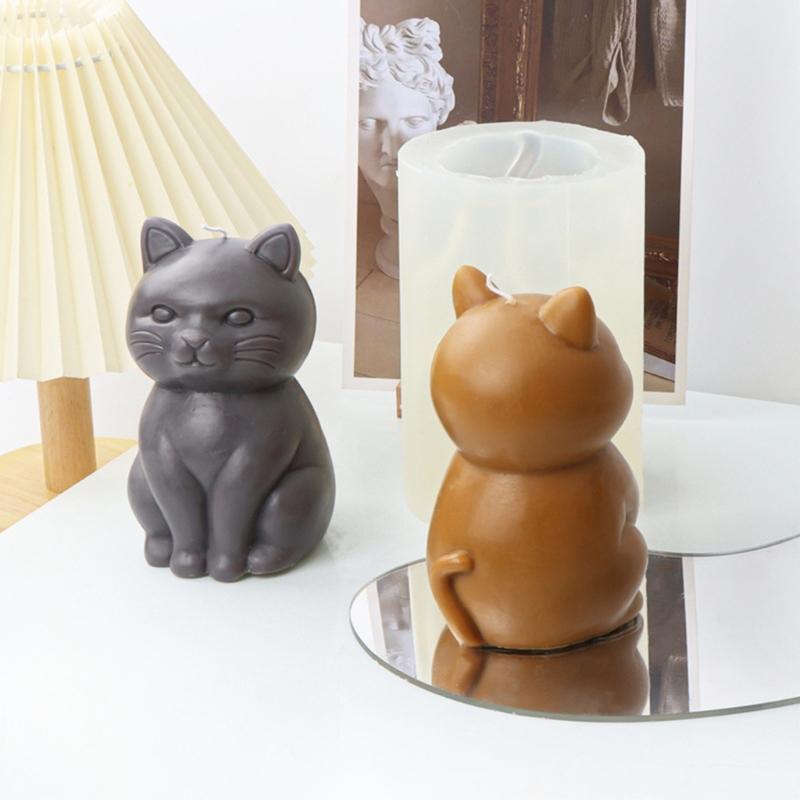 3D Fat Cat Shaped Candle Silicone Mold for DIY Hand-made Candle Ornaments Mould Handicrafts Making Tool Baking Mold